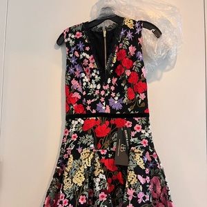 Bronx and Banco black floral mini dress A-line